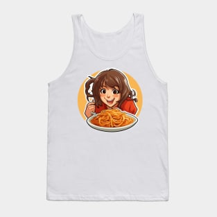 Cute Girl Eating Spaghetti Tank Top